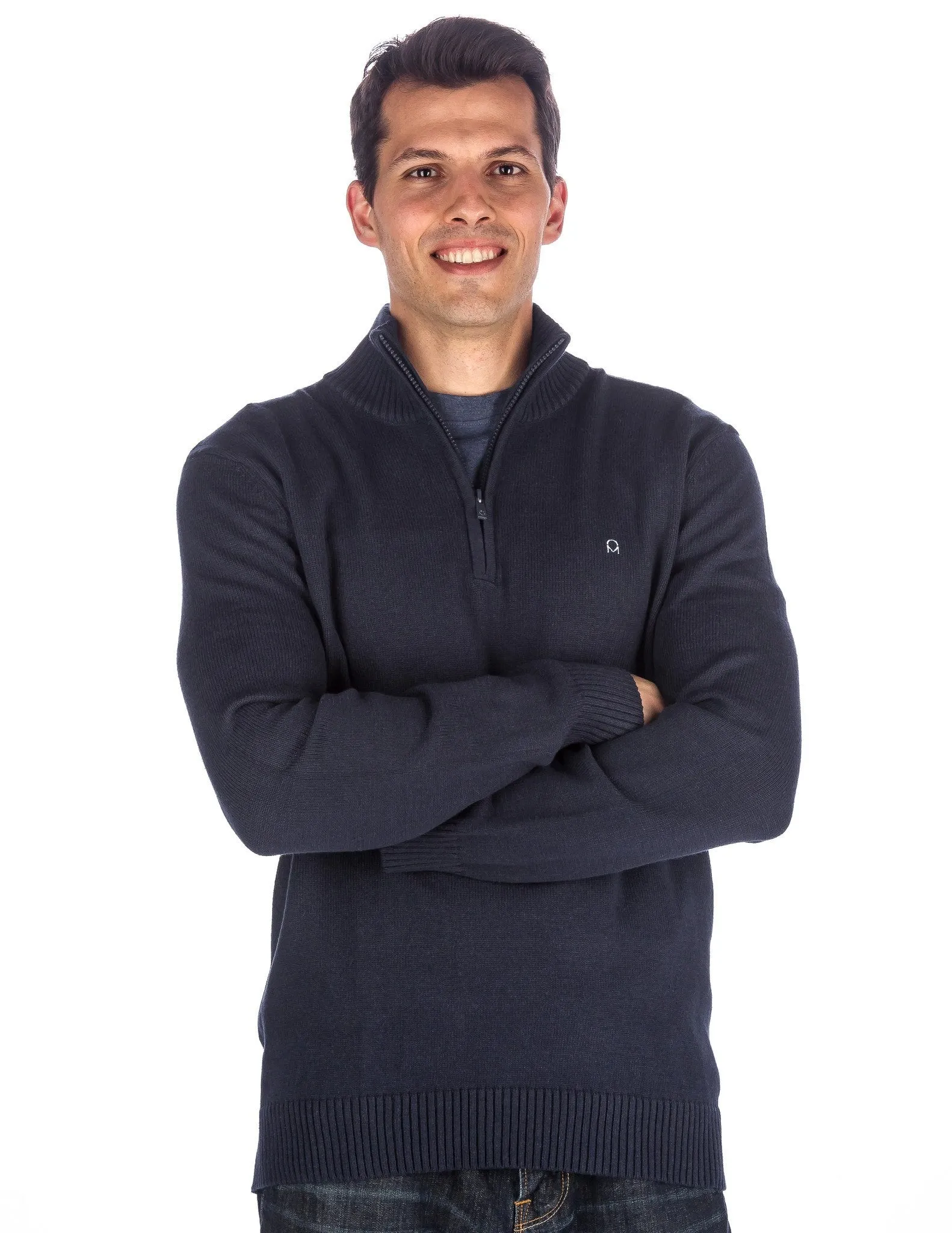 Men's 100% Cotton Half-Zip Pullover Sweater