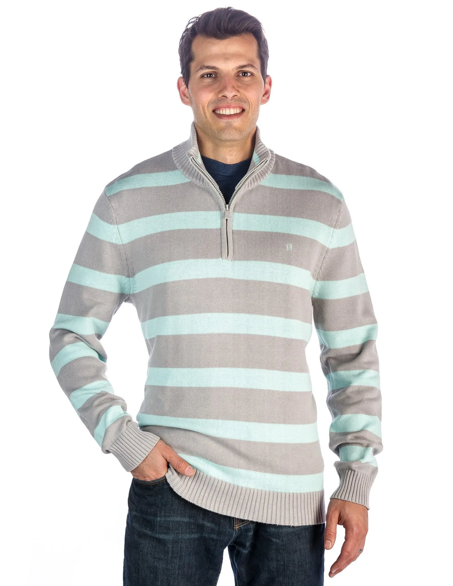 Men's 100% Cotton Half-Zip Pullover Sweater