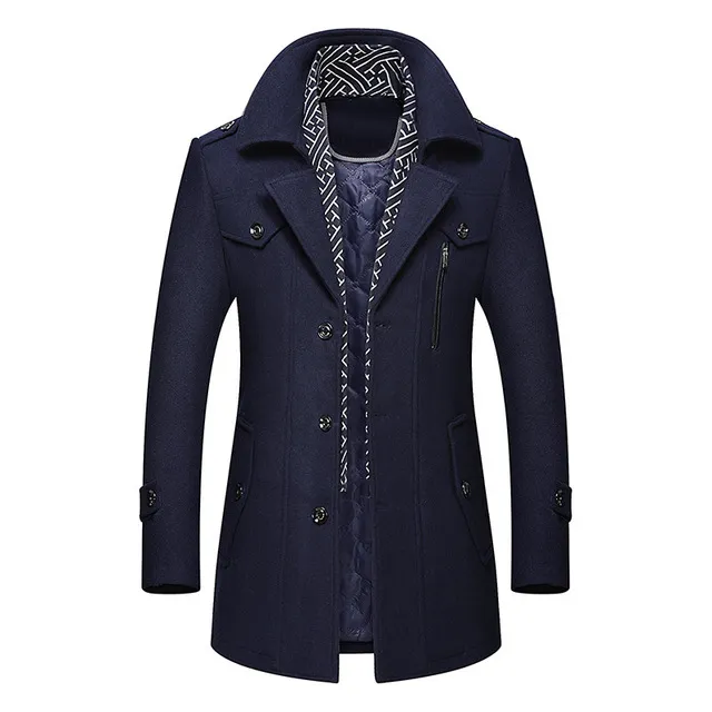 Men's Stylish Wool Coat with Removable Scarf for Ultimate Winter Elegance