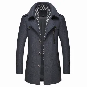 Men's Stylish Wool Coat with Removable Scarf for Ultimate Winter Elegance