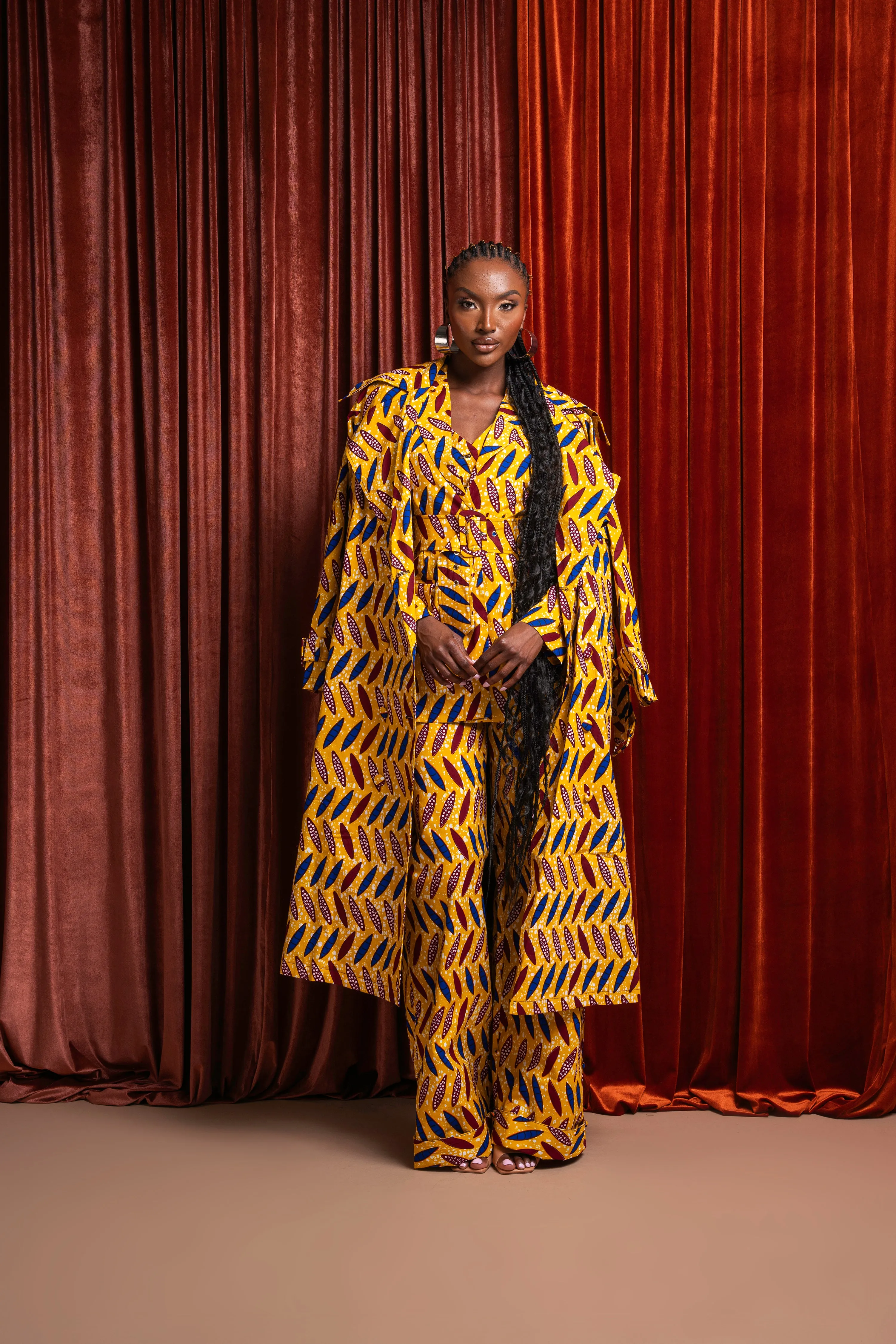 MOYIN African Print Trench Jacket