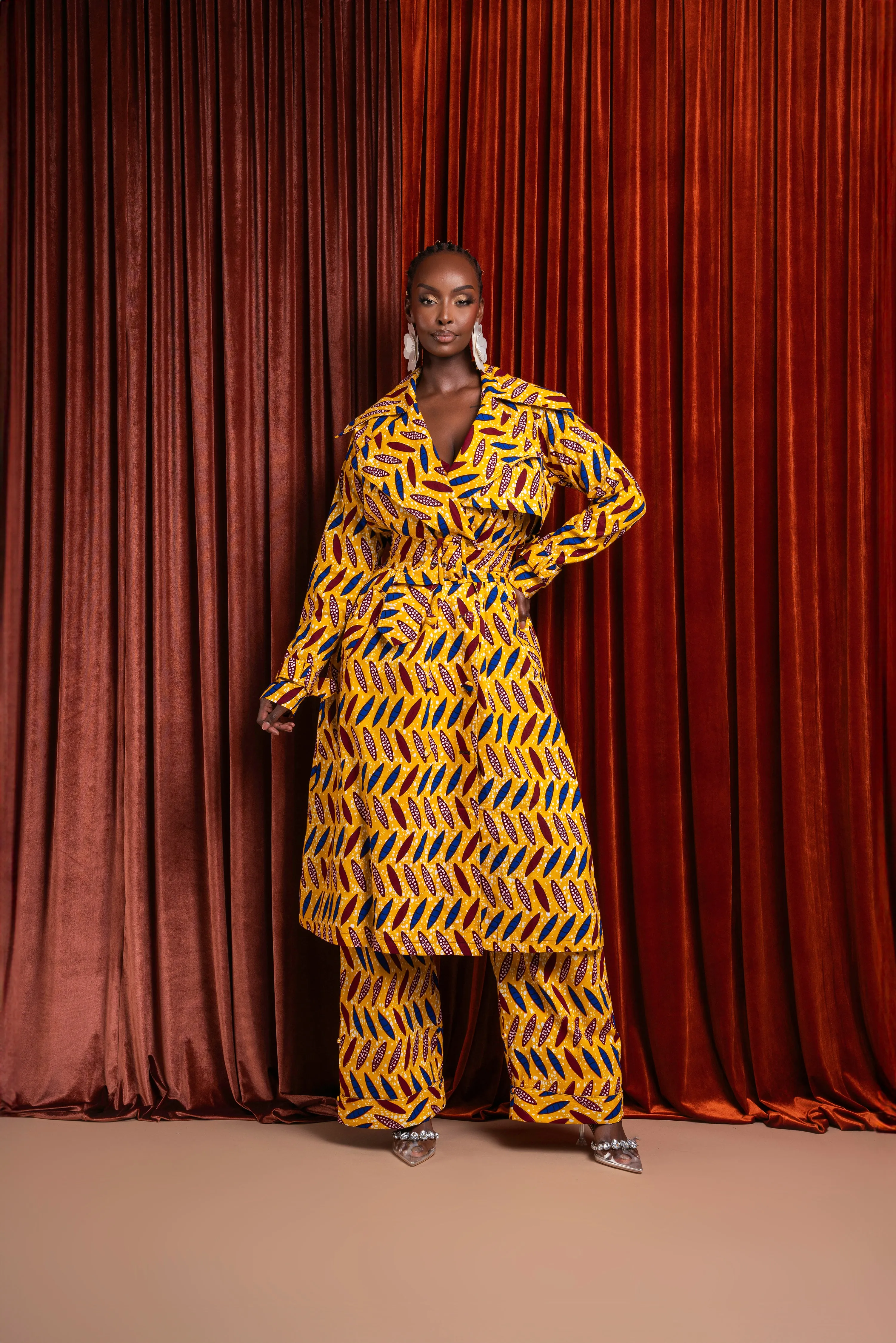 MOYIN African Print Trench Jacket