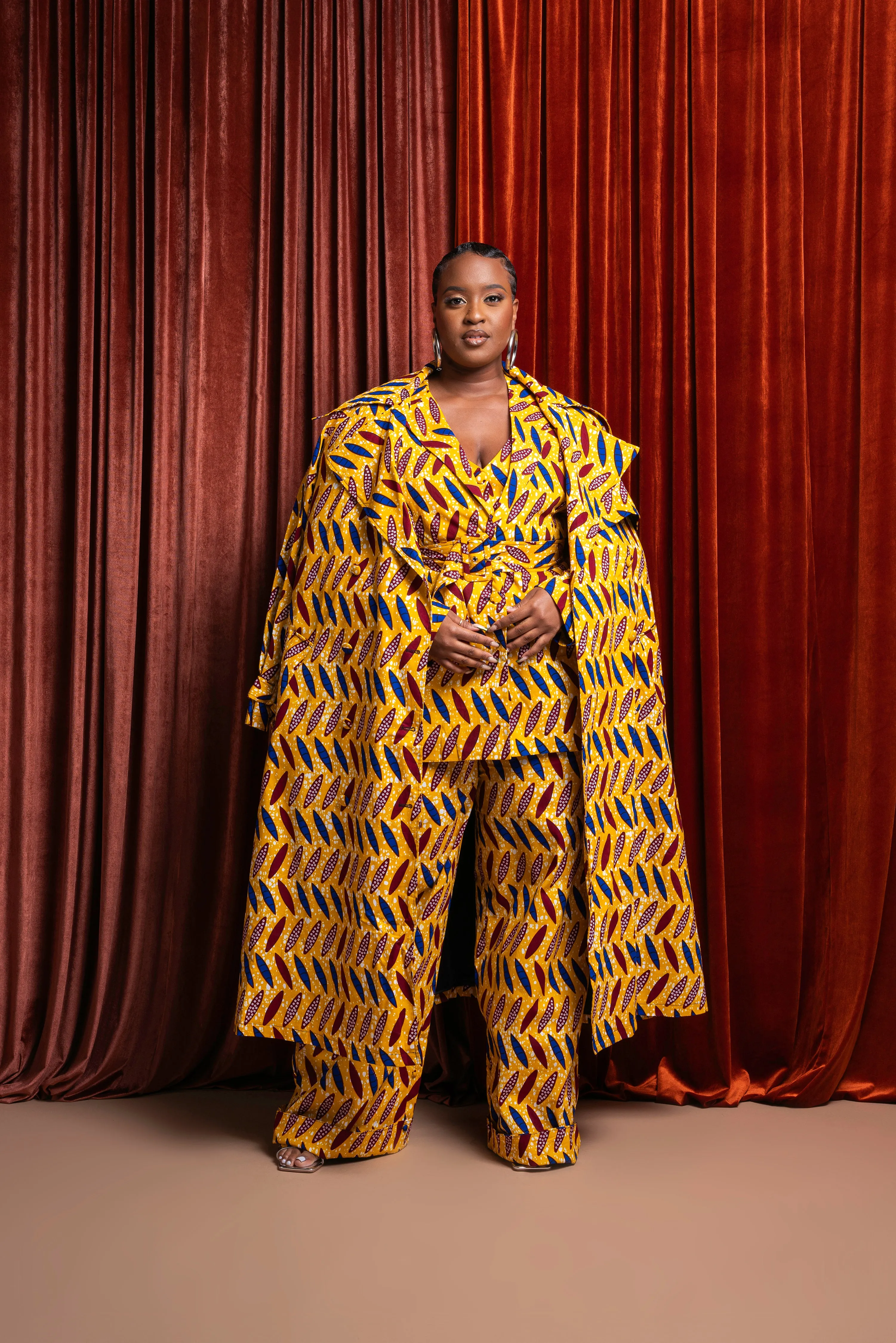 MOYIN African Print Trench Jacket