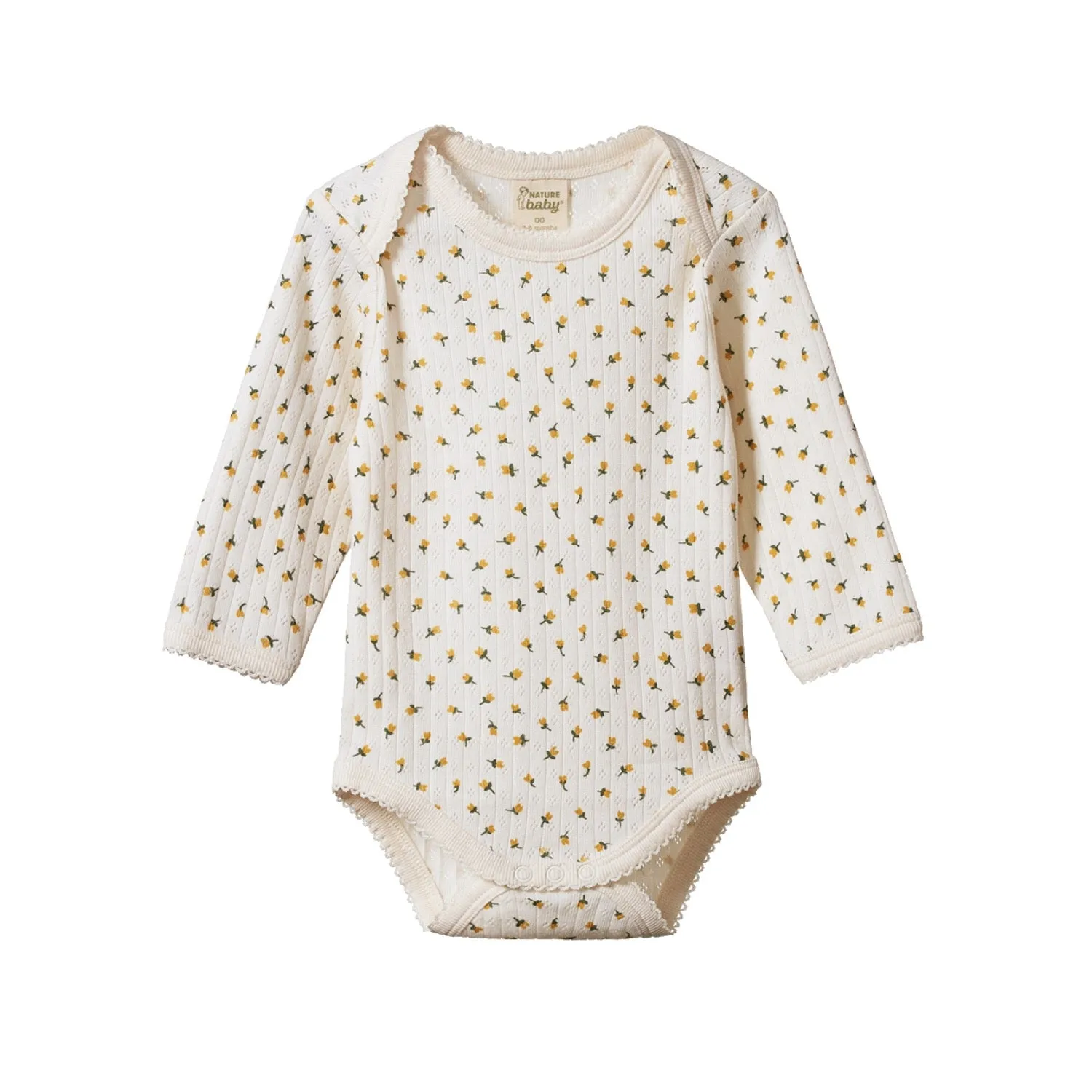 Nature Baby Long Sleeve Pointelle Bodysuit Tulip Print