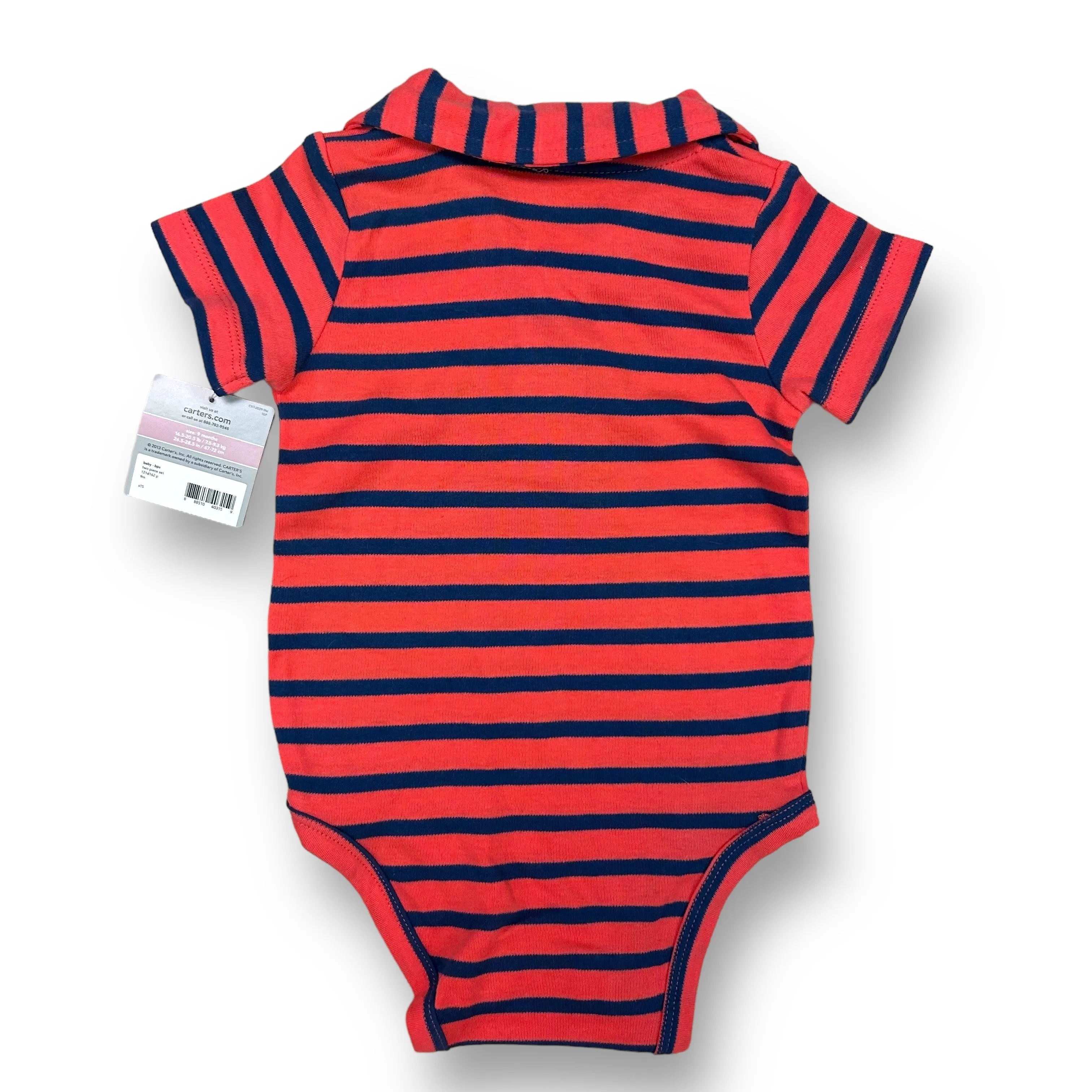 NEW! Boys Carter's Size 9 Months Striped Collared Bodysuit