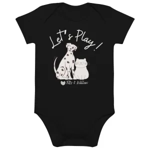 Organic cotton baby bodysuit,  Cat & Dog