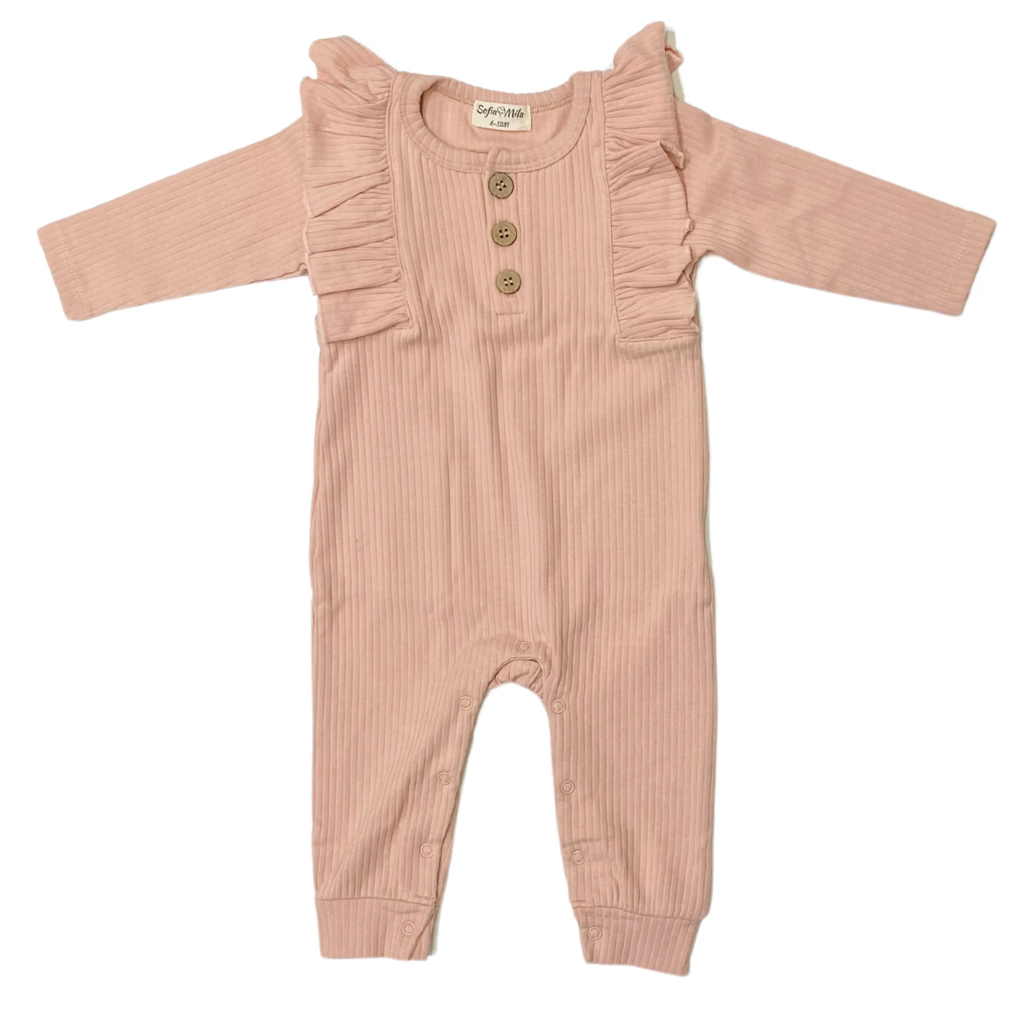 Organic Ruffle Long Sleeve Romper For Babies