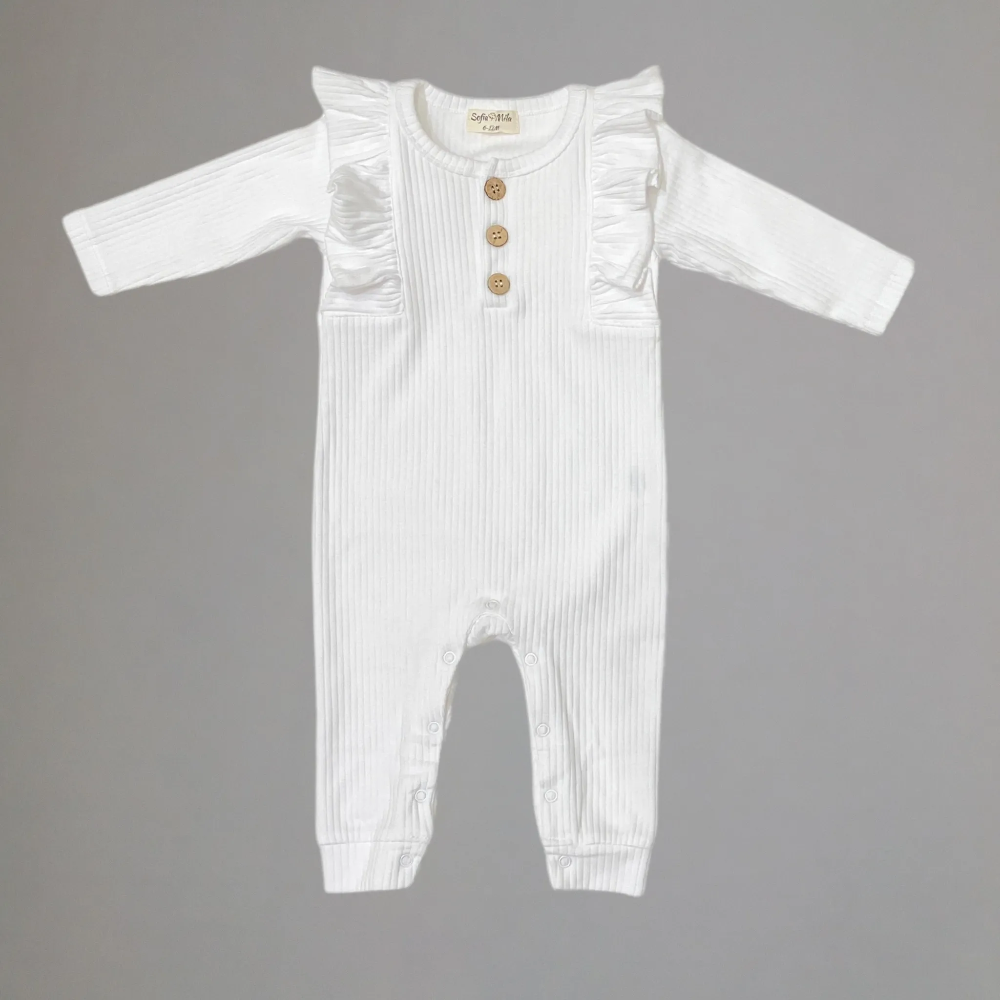 Organic Ruffle Long Sleeve Romper For Babies