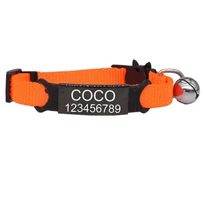 Personalized Engraved Nylon Adjustable Cat Collar