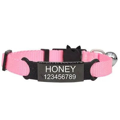 Personalized Engraved Nylon Adjustable Cat Collar