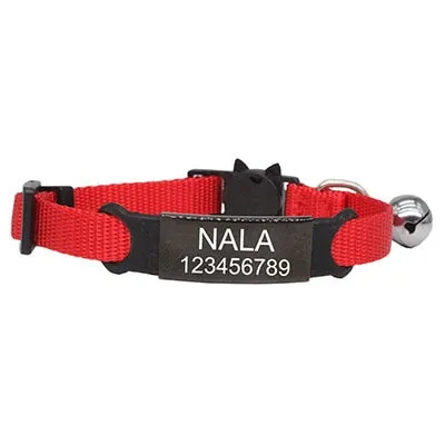 Personalized Engraved Nylon Adjustable Cat Collar