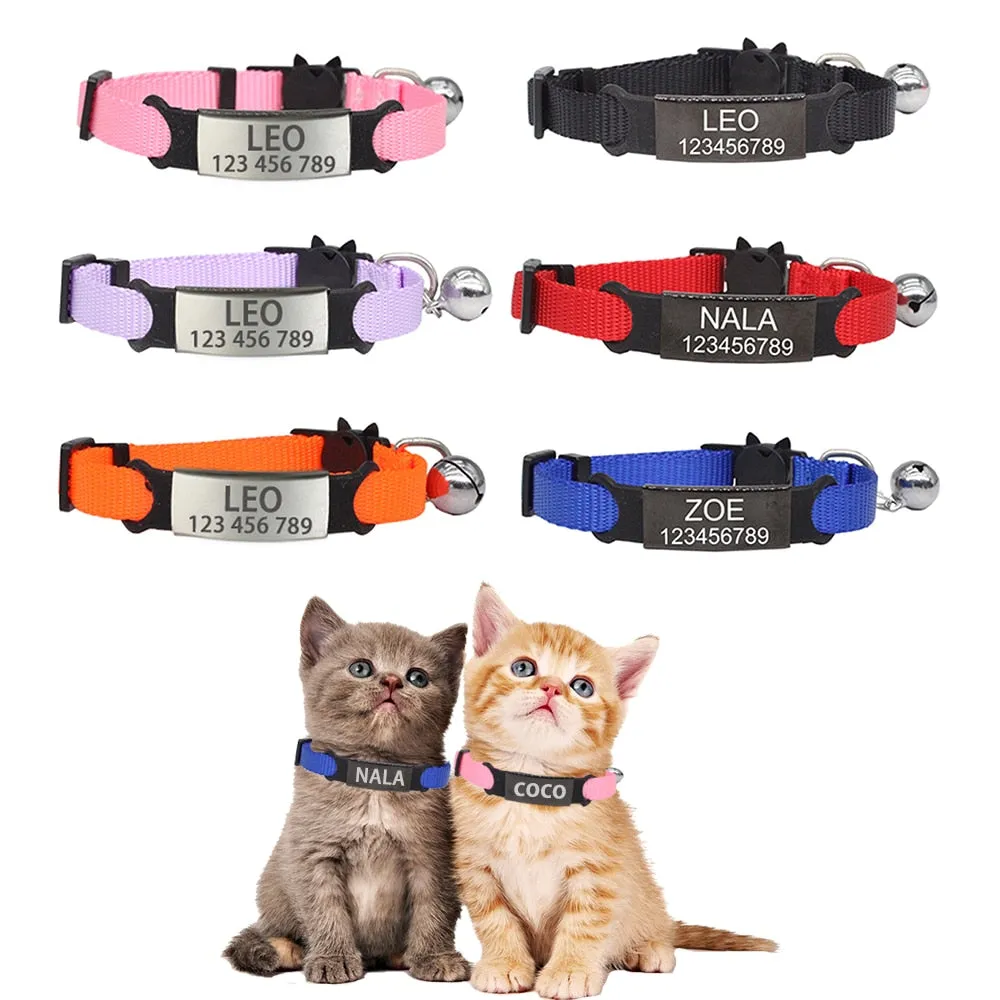 Personalized Engraved Nylon Adjustable Cat Collar