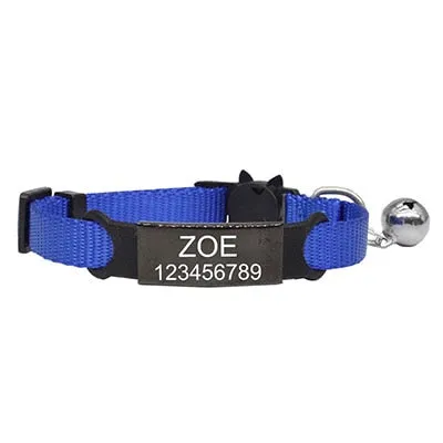 Personalized Engraved Nylon Adjustable Cat Collar