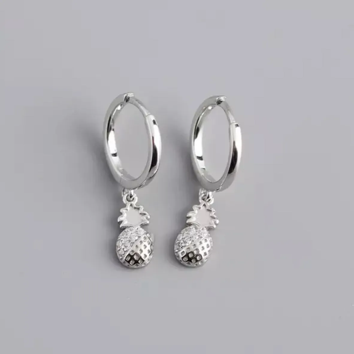 Pineapple Drop Earrings - Silver