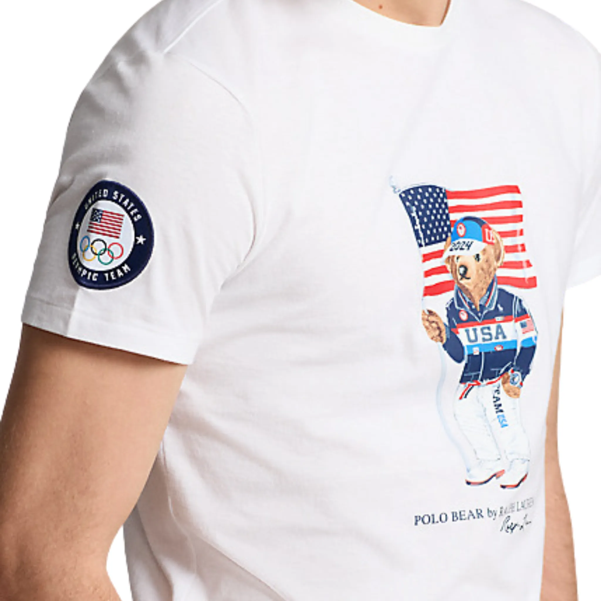 Polo Ralph Lauren Bear USA Flag Tee (White)