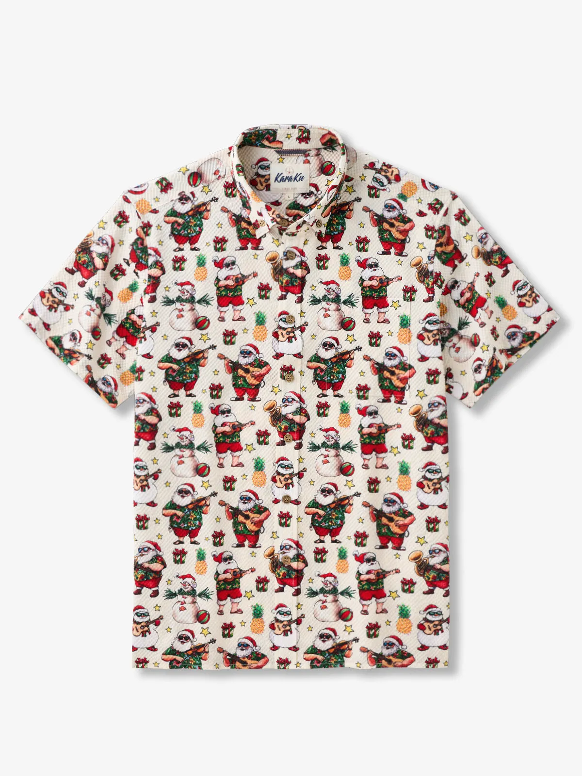 PRE-ORDER Tropical Tunes Hawaiian Christmas Seersucker Shirt