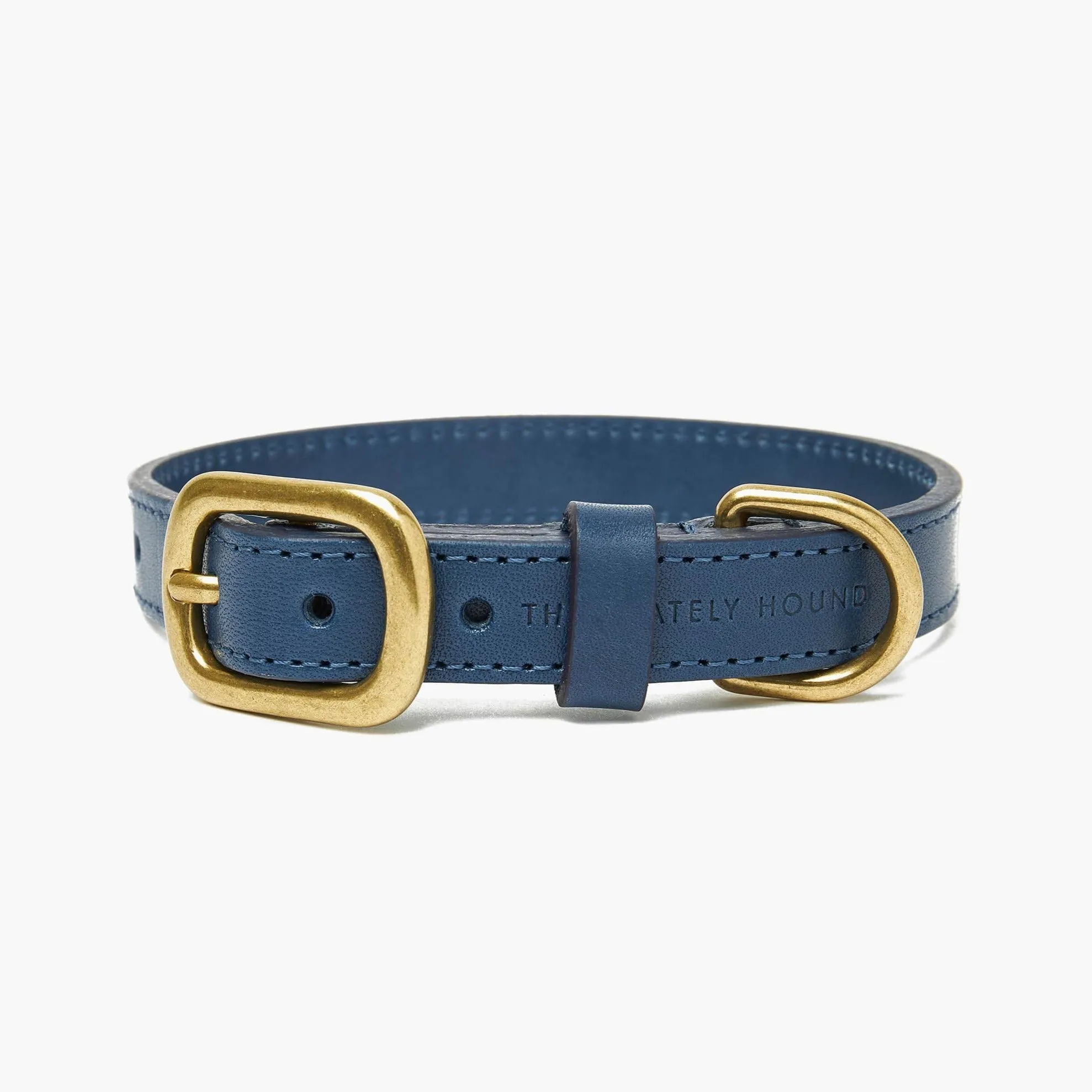 Sapphire Blue Leather Dog Collar – Luxury for Your Pet