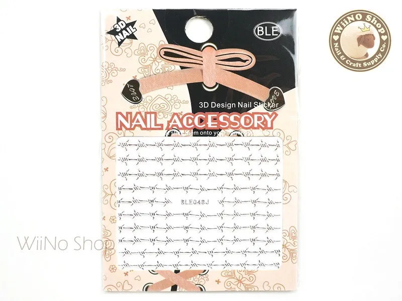 Silver Barbed Wire Adhesive Nail Sticker Nail Art - 1 pc (BLE048JS)