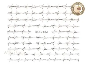 Silver Barbed Wire Adhesive Nail Sticker Nail Art - 1 pc (BLE048JS)