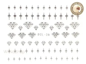 Silver Bling Diamond Nail Art Sticker - 1 pc (DTL-26S)