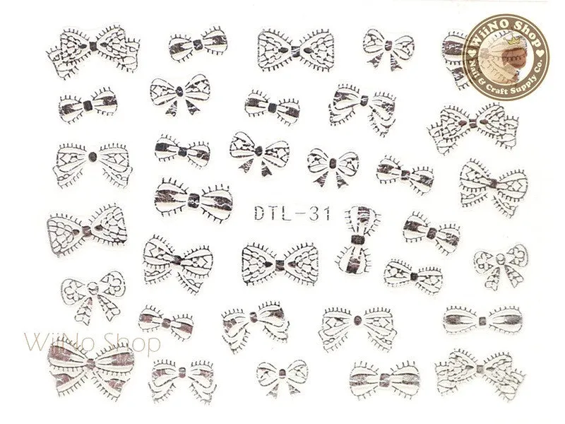 Silver Bow Nail Art Sticker - 1 pc (DTL-31S)