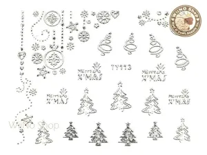 Silver Christmas Nail Sticker Nail Art - 1 pc (TY113S)