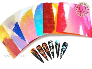 Skull Halloween Opal Holographic Adhesive Nail Art Sticker - 1 pc