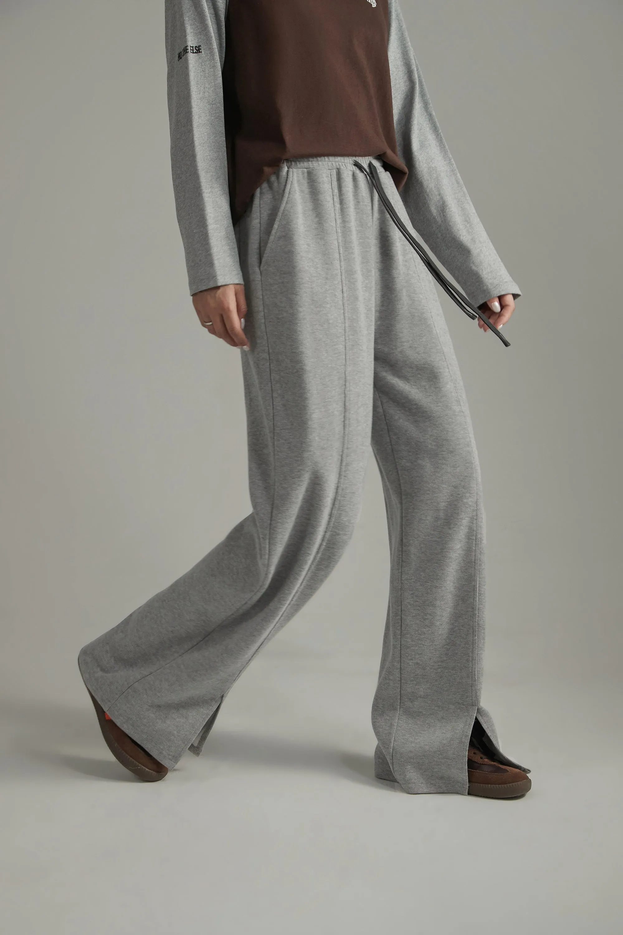 Slit Sweatpants Wide Pants