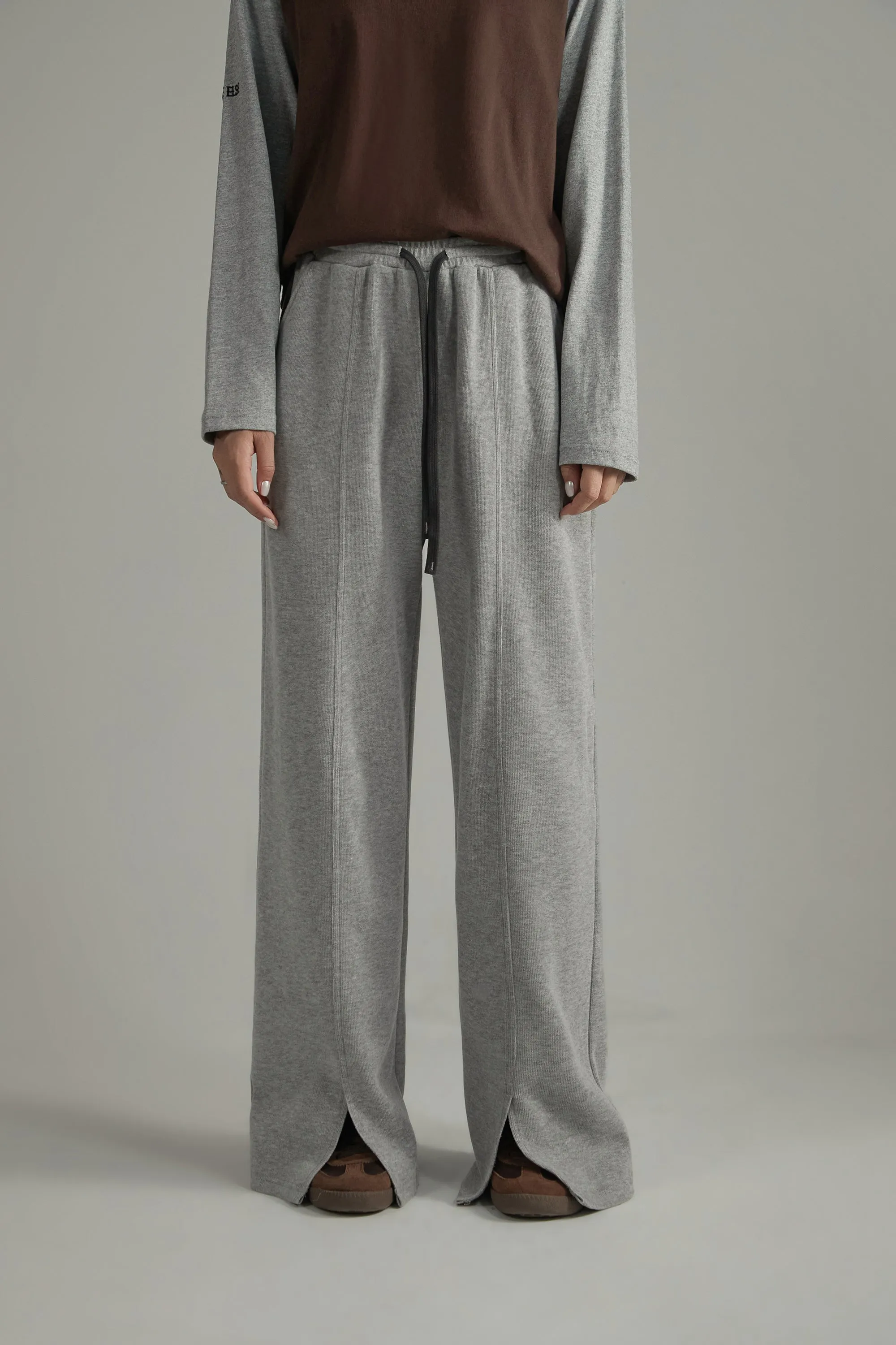 Slit Sweatpants Wide Pants