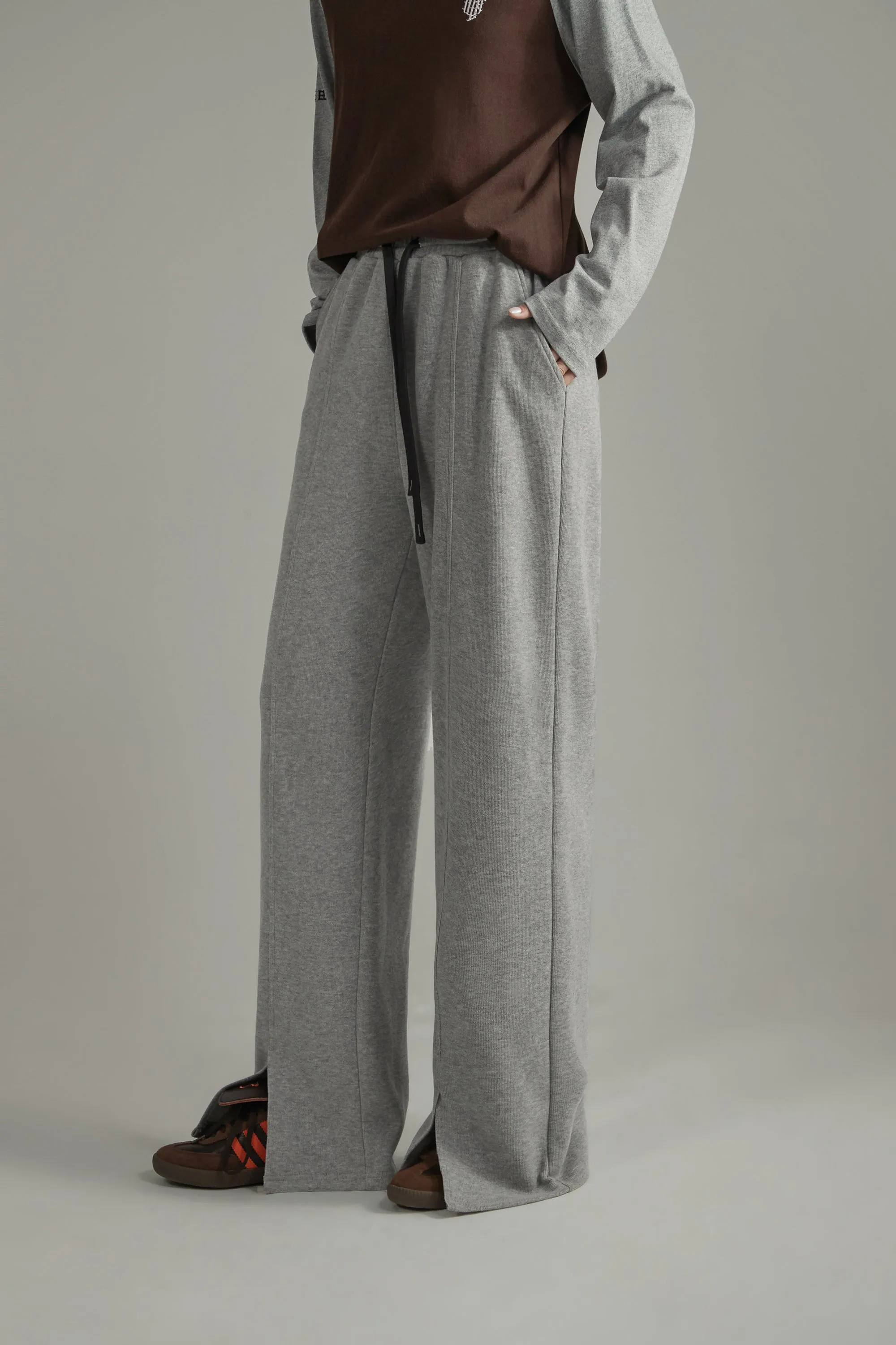 Slit Sweatpants Wide Pants