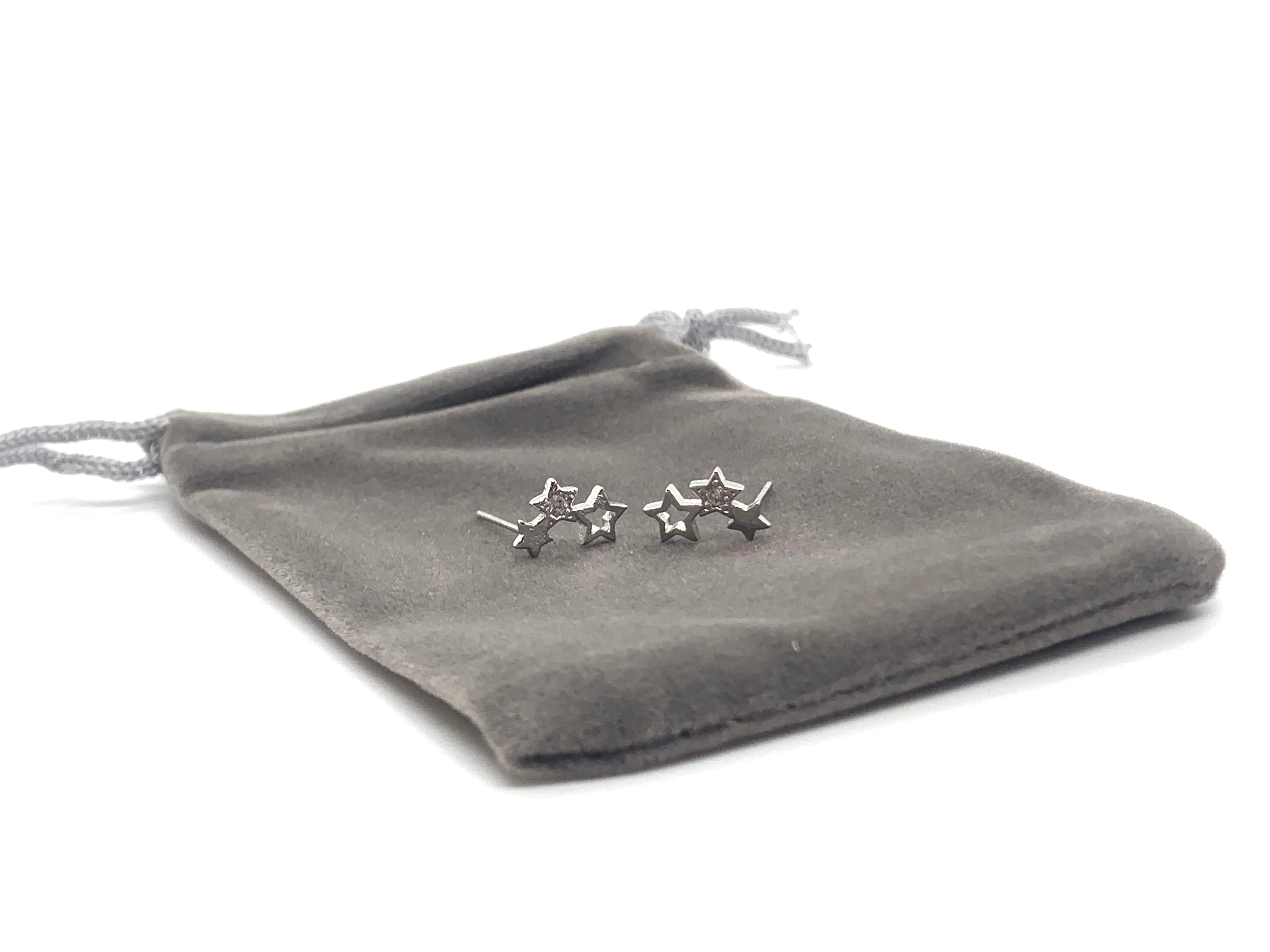 Small Triple Glitter Star Earrings