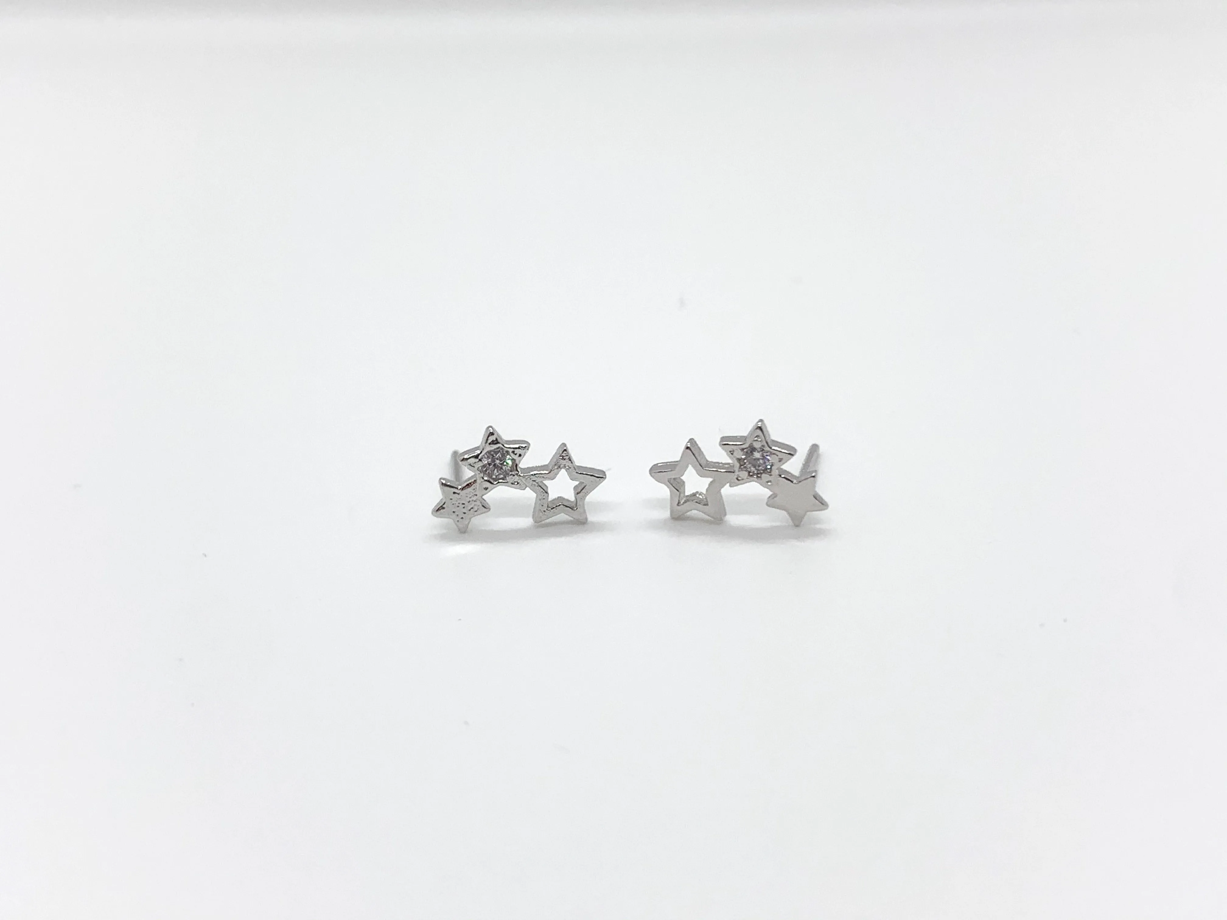 Small Triple Glitter Star Earrings