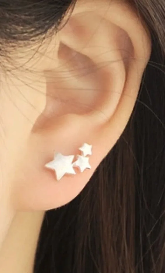 Small Triple Star Earrings