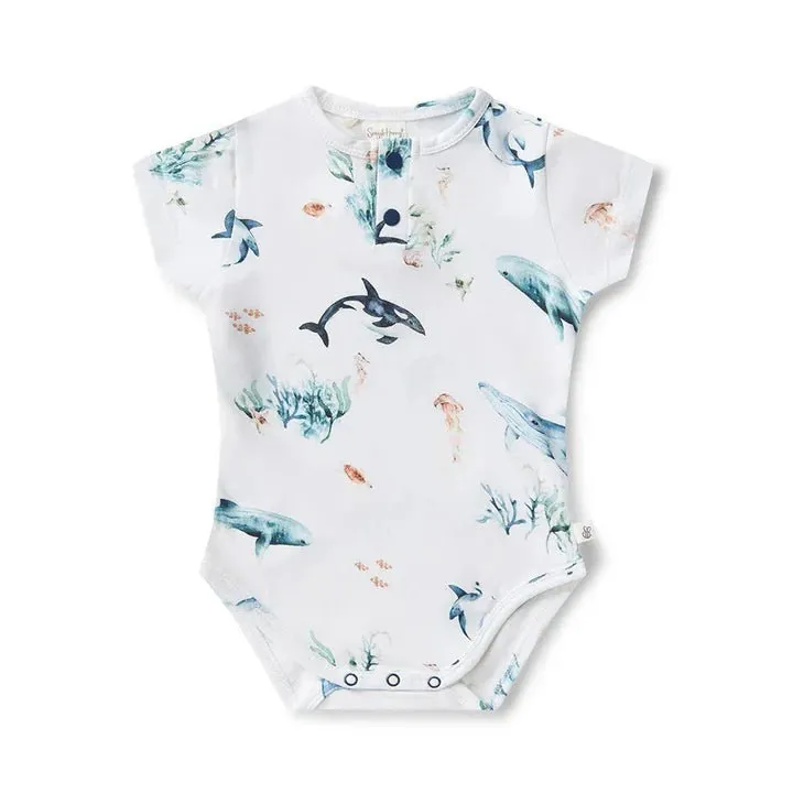 Snuggle Hunny SS Bodysuit - Ocean White