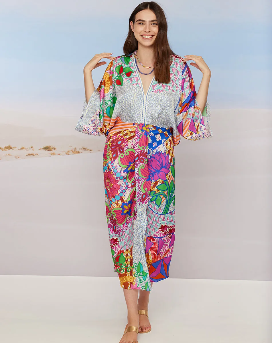 Sophia Kimono Rangoli Dress