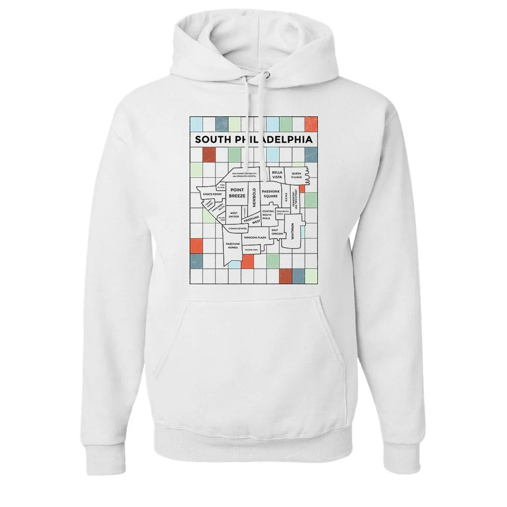 South Philly Map Pullover Hoodie | South Philadelphia Map White Pullover Hoodie