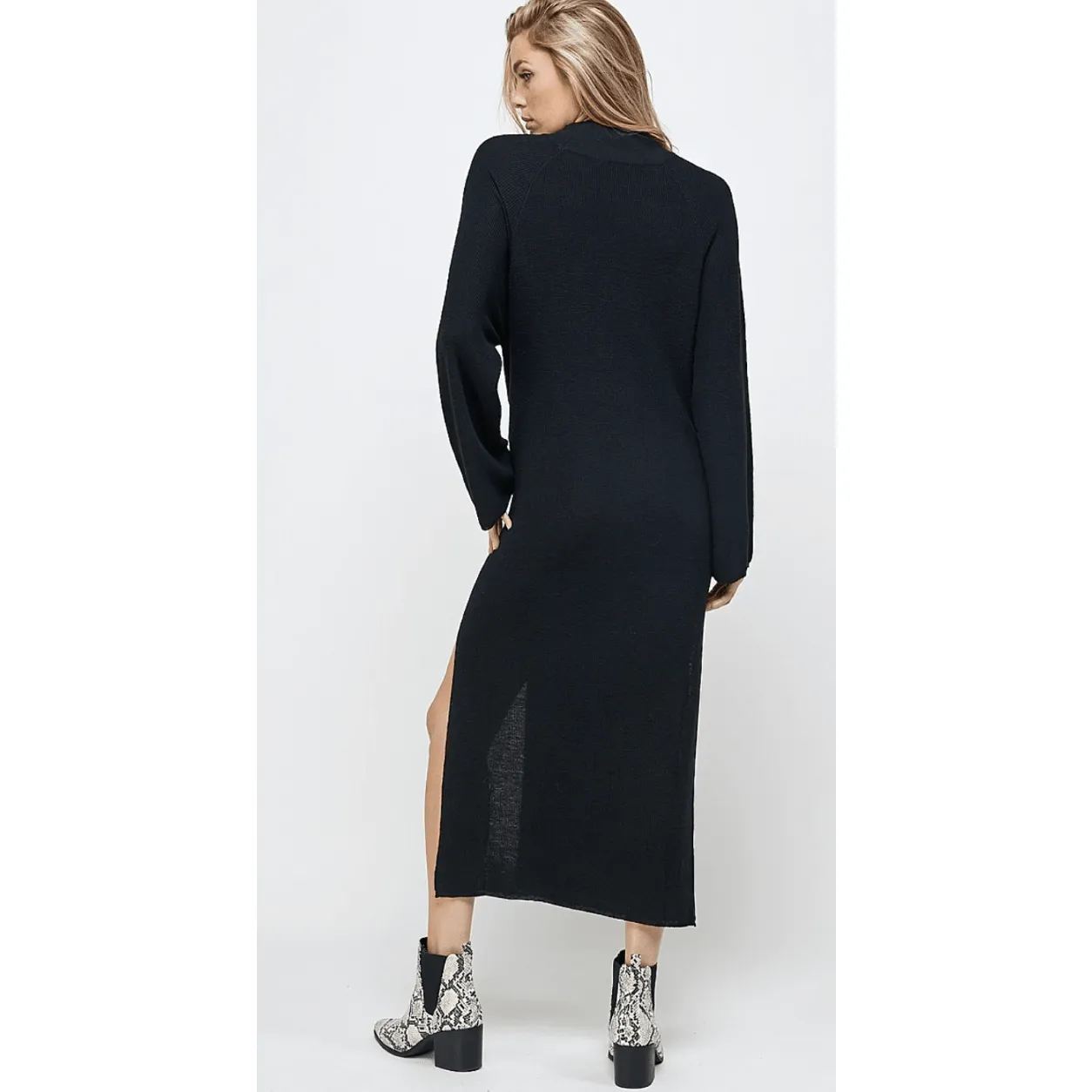 Sweater Layering with side slits and Front Waist Tie MD2127