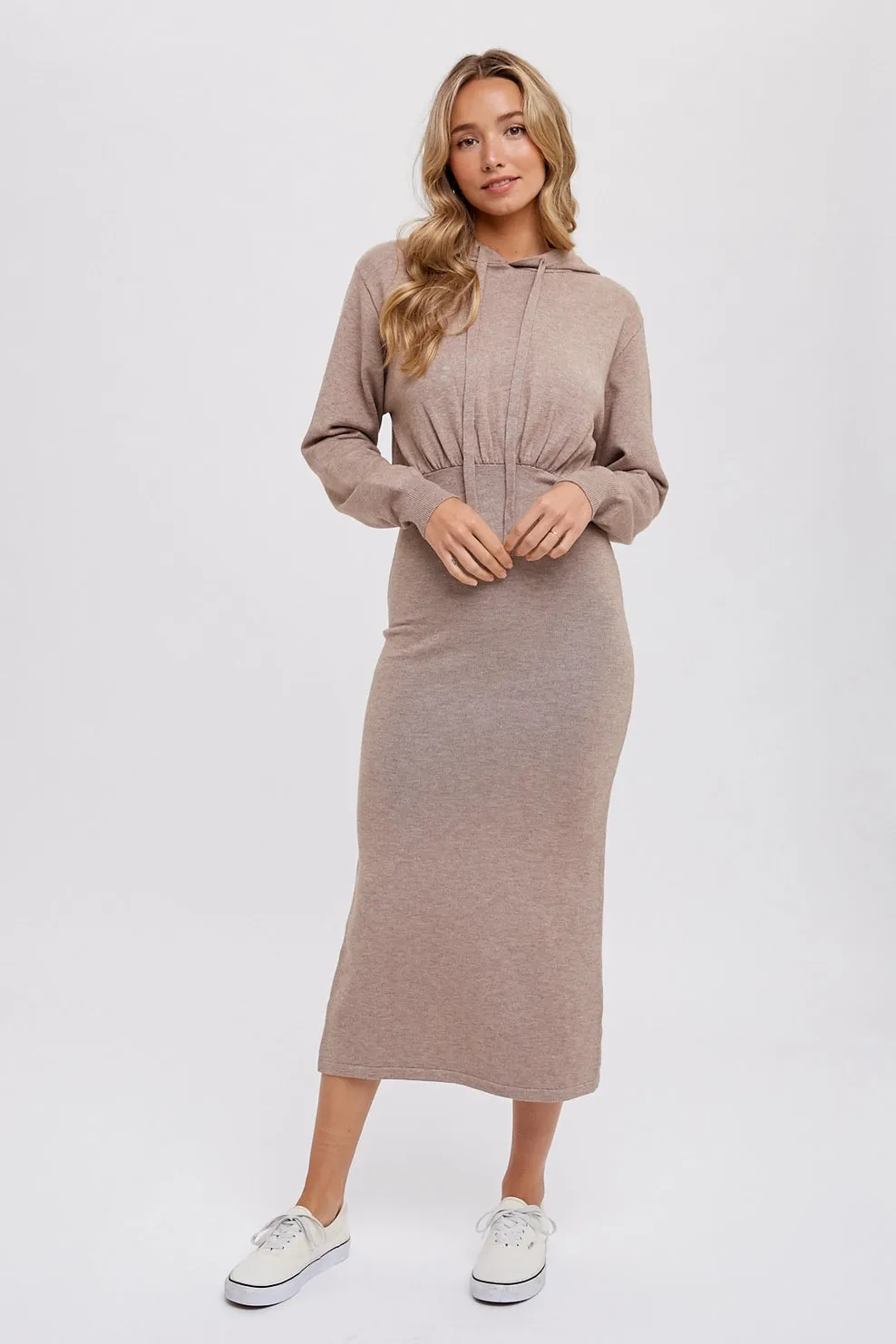 Tasha - Hoodie Sweater Midi Dress Latte