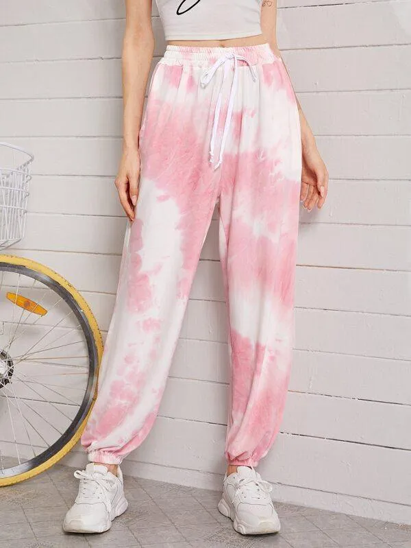 Tie Dye Drawstring Waist Sweatpants