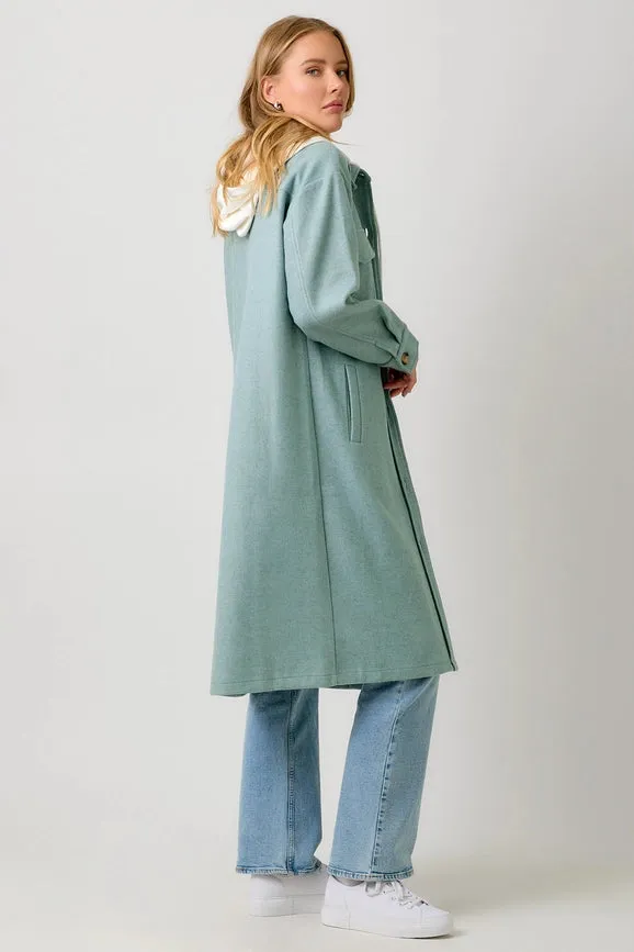 Twofer Hoodie Solid Coat Soft Blue