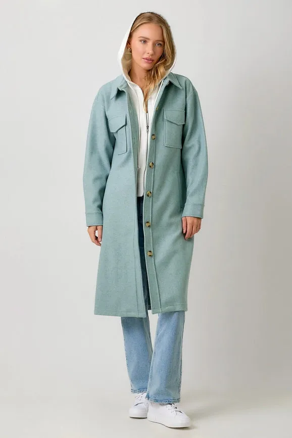 Twofer Hoodie Solid Coat Soft Blue