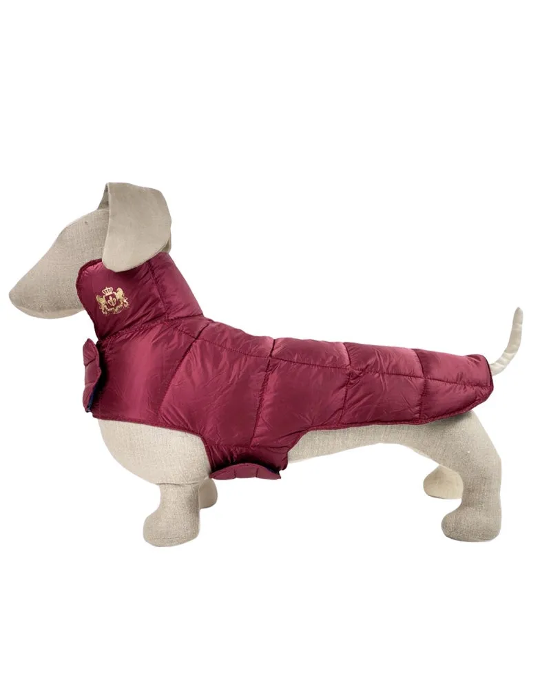 Ultralite Reversible Down Dog Puffer Coat in Navy Blue & Merlot