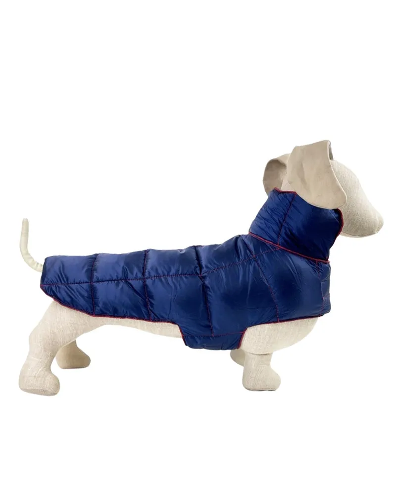 Ultralite Reversible Down Dog Puffer Coat in Navy Blue & Merlot