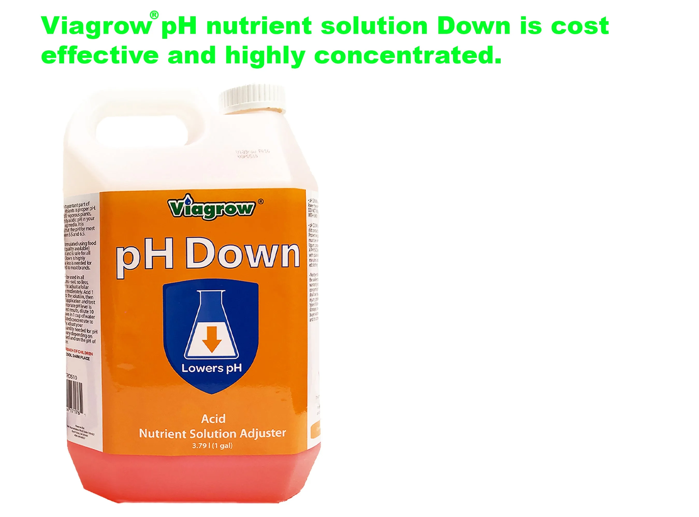 Viagrow 1 Gallon pH Down Liquid Nutrient Adjusting Solution - Acid