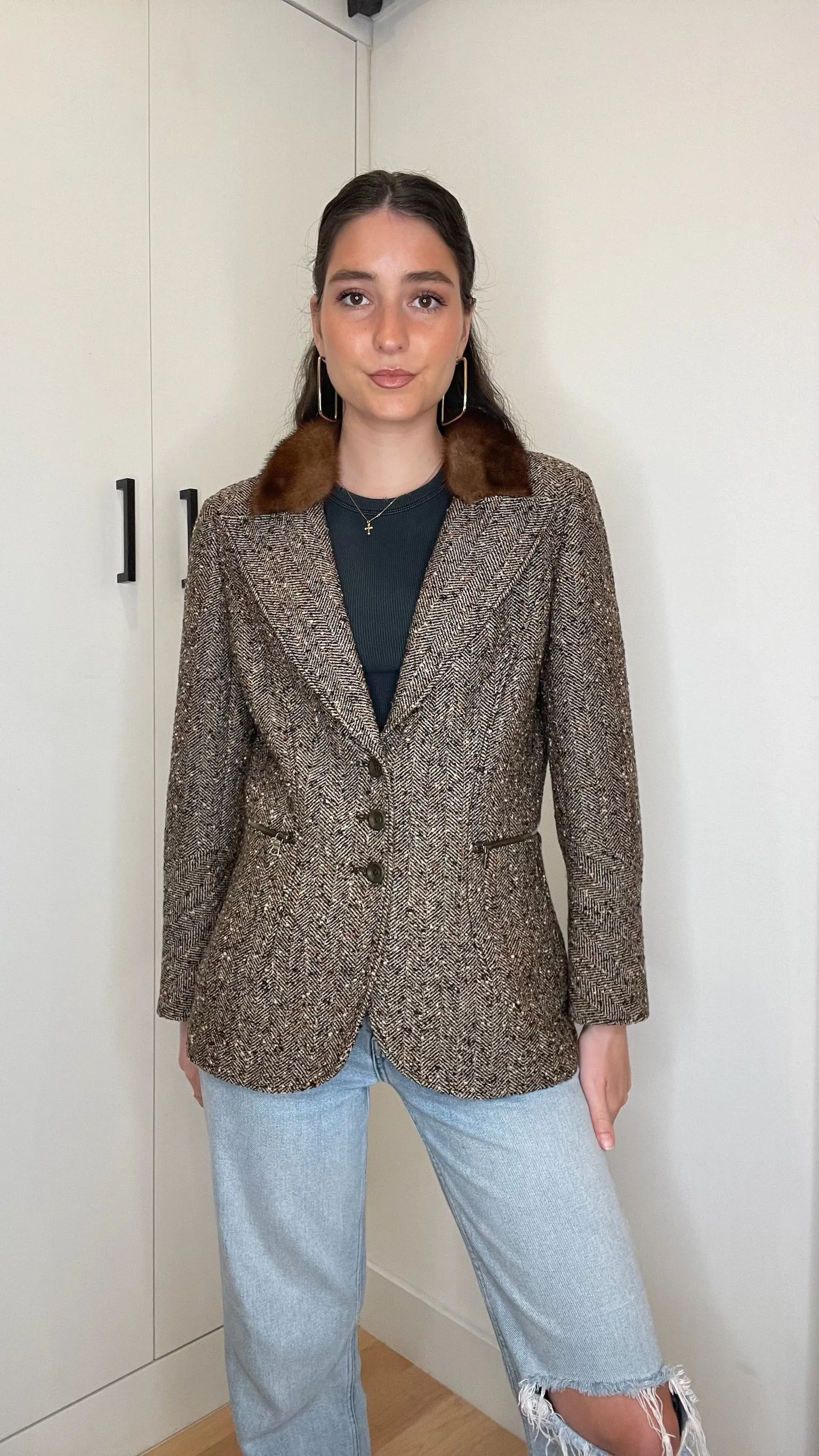 Vintage Blazer with Fur - M