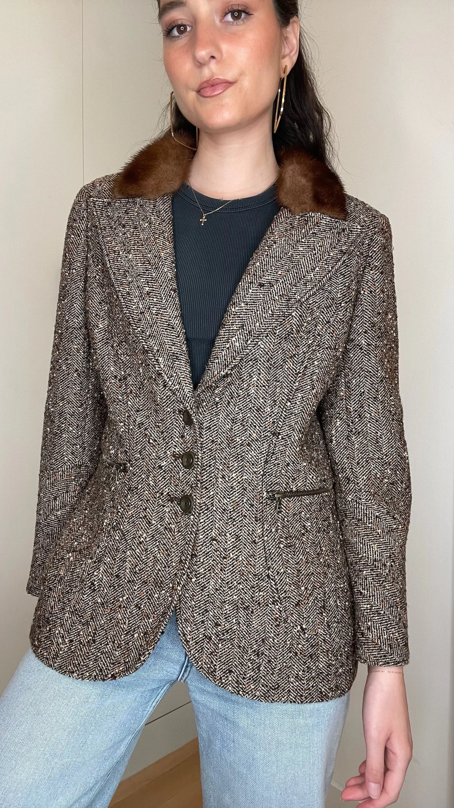 Vintage Blazer with Fur - M