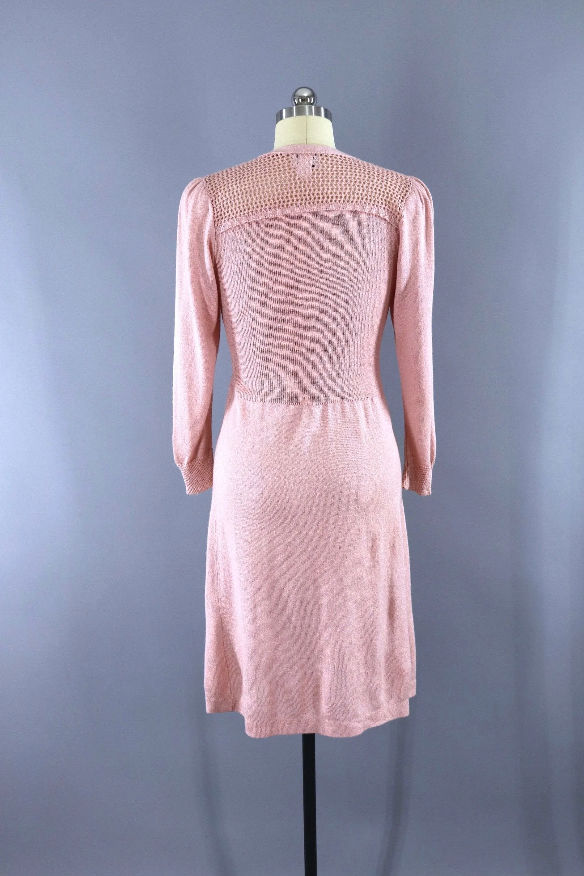 Vintage Blush Pink Knit Day Dress