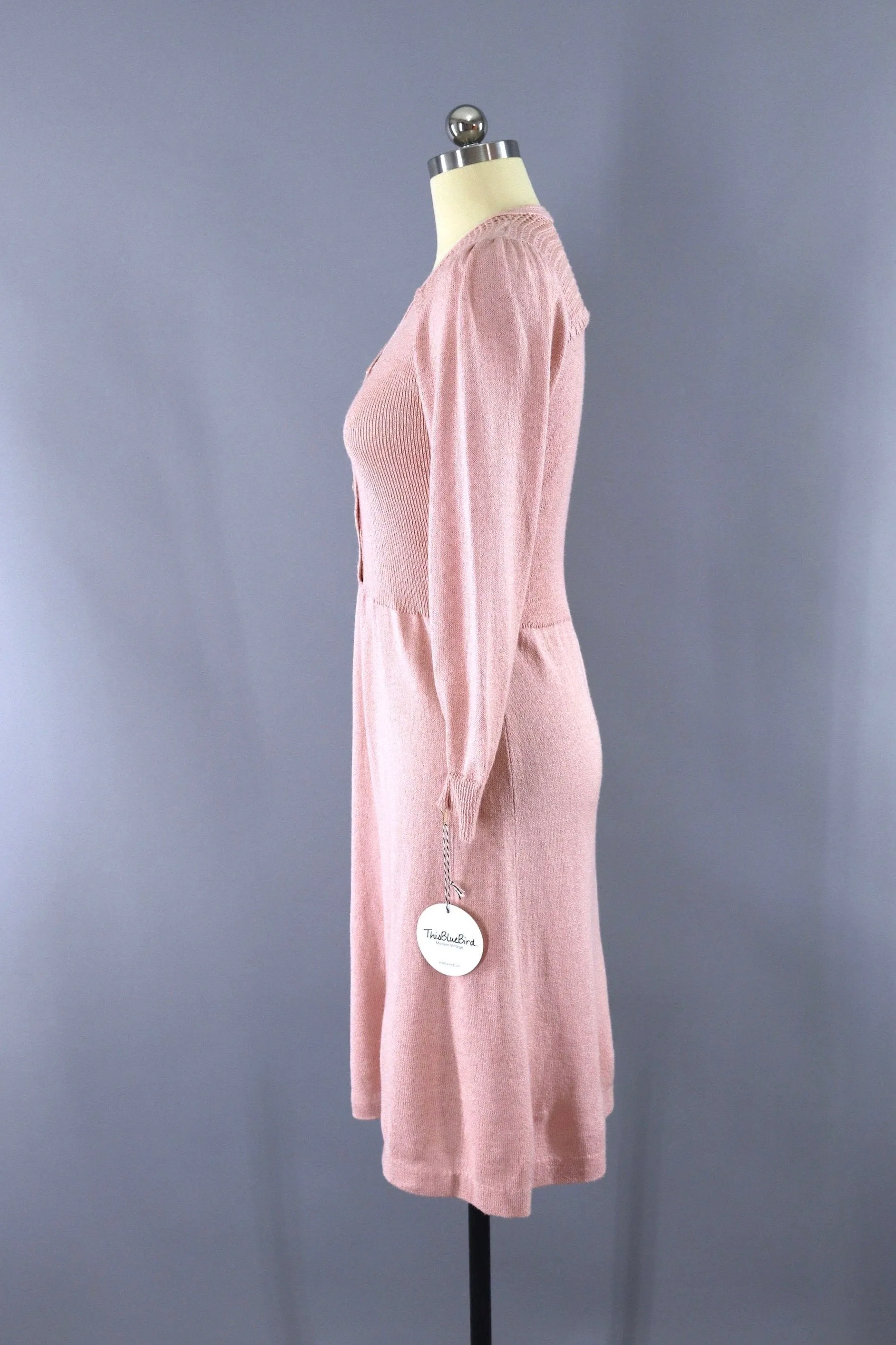 Vintage Blush Pink Knit Day Dress