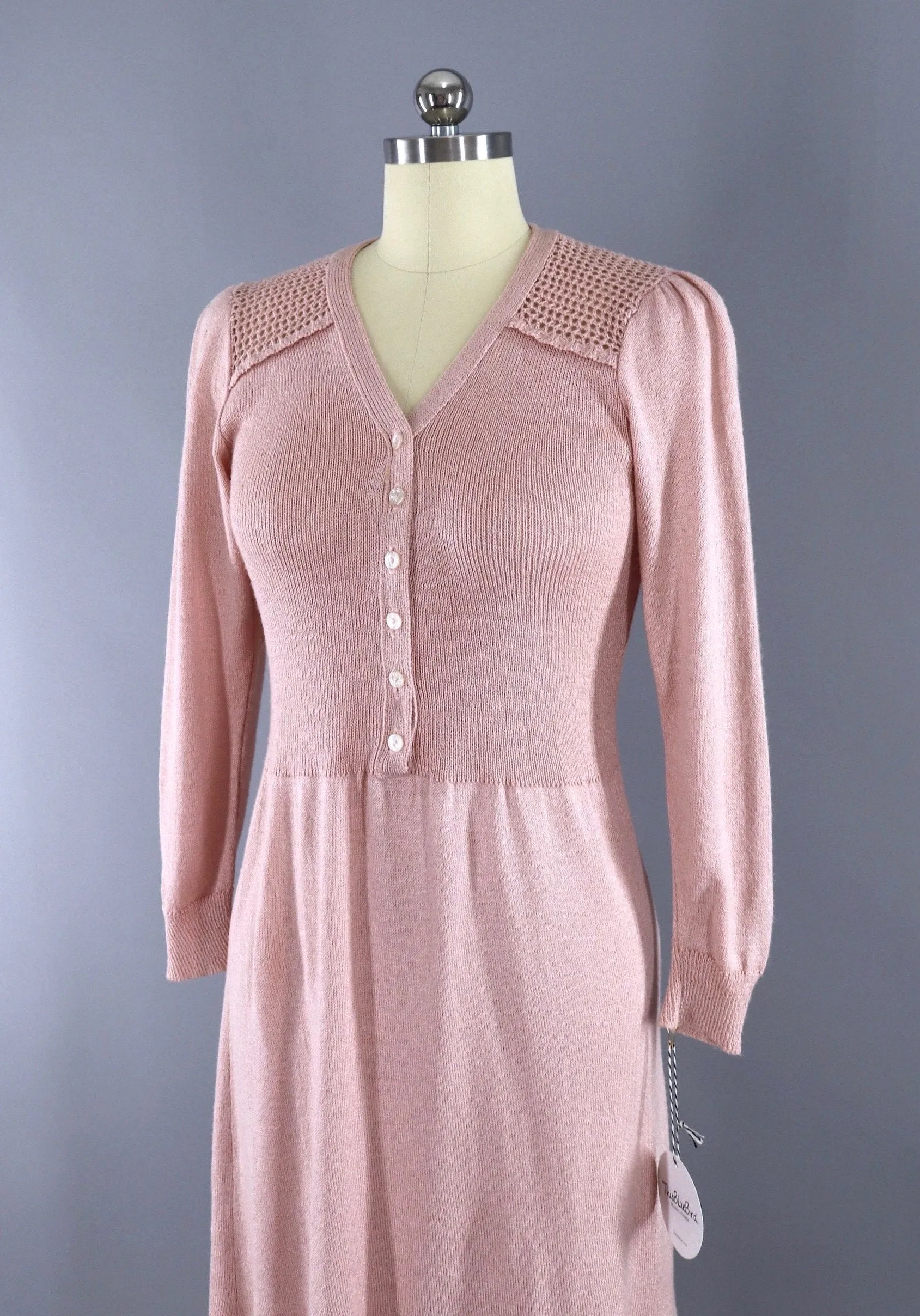 Vintage Blush Pink Knit Day Dress