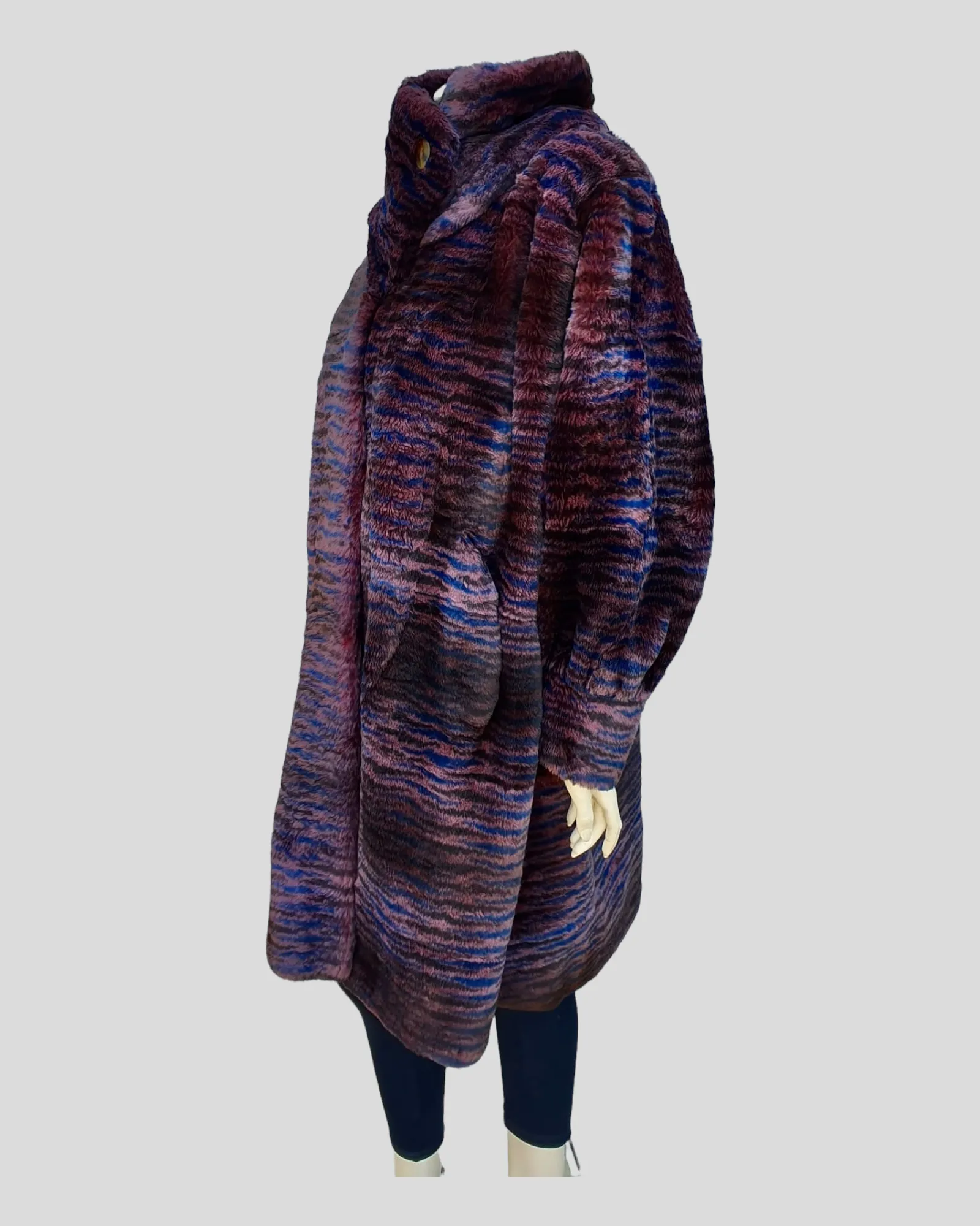 Vintage Burgundy and Blue Dyed Rabbit Fur Coat -XL